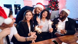 celebrating-christmas-in-an-office celebrating christmas in an office